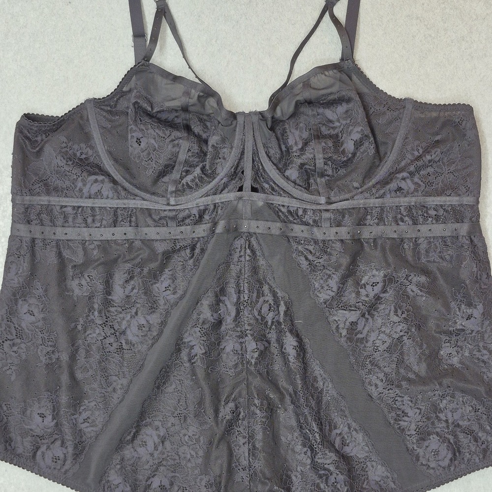 Torrid Curve Women Sleepwear 4 Black Floral One Piece Underwired Lace